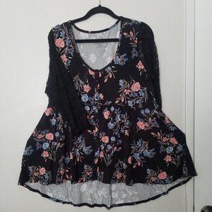 Torrid Lace Sleeved Pastel "Super Soft" Blouse